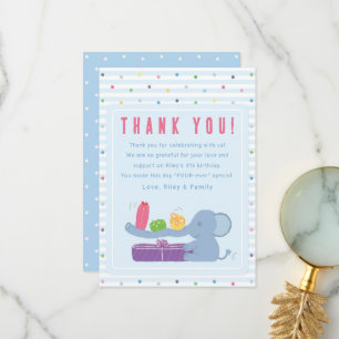 Cartão de agradecimento de aniversário Elefante & 