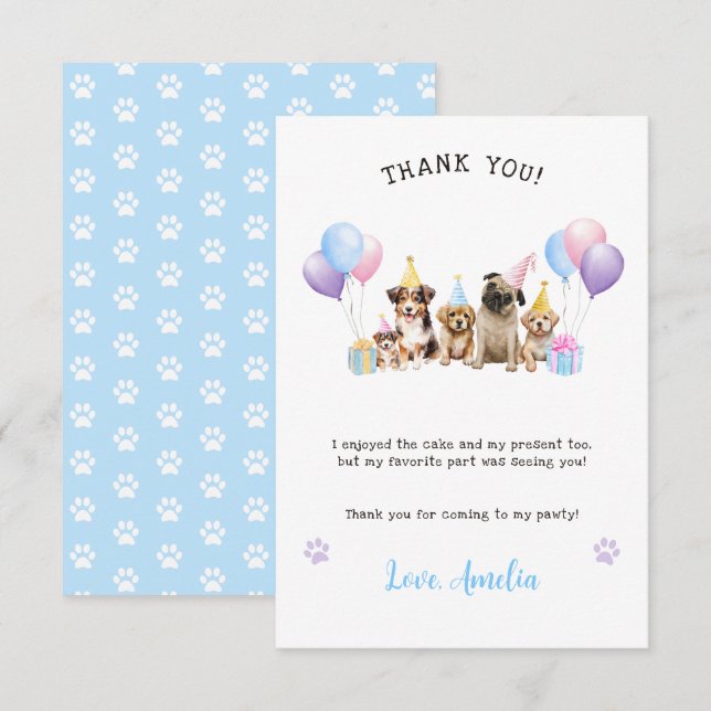 Cartão de agradecimento de aniversário em aquarela (Frente/Verso)