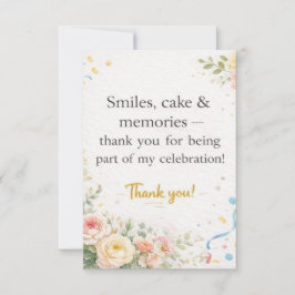 Cartão de Agradecimento de Aniversário Floral Eleg