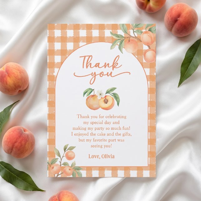 Cartão de agradecimento de aniversário Gingham Pea (Criador carregado)