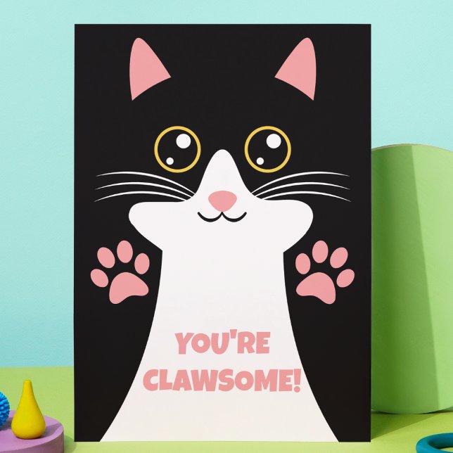 Cartão de agradecimento de aniversário infantil co ("You're claw some" cute kitty cat kid's birthday thank you card girls bday party )