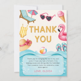 Cartão de Agradecimento de Aniversário na Piscina