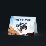 Cartão de agradecimento de aniversário para o garo<br><div class="desc">Celebre o dia especial do seu filho com uma festa de aniversário emocionante com tema de motoqueiro! Nossos cartões de convite personalizados apresentam uma moto de acrobacias, perfeito para a celebração do seu pequeno acrobata. Convide todos os amigos e que a festa comece! Com uma festa temática, seu filho e...</div>