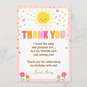 Cartão de Agradecimento de Aniversário Sunshine Le