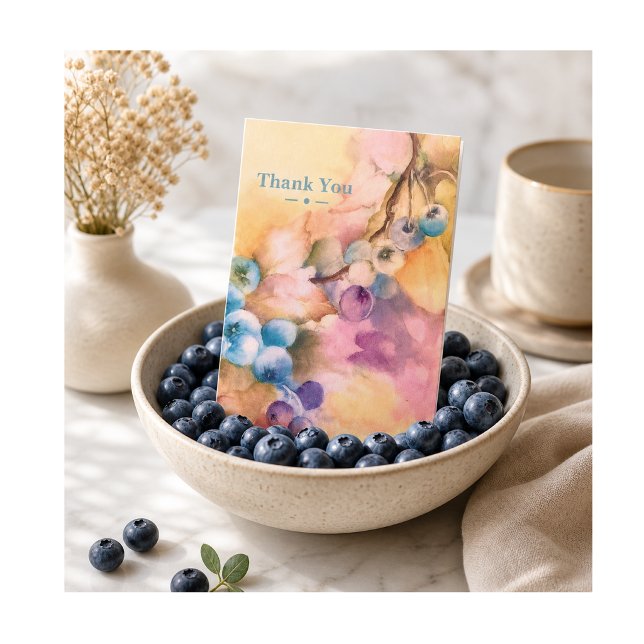 Cartão de Agradecimento de Aquarela Botânica (Elegant botanical watercolor thank you card, perfect for heartfelt notes, gifts, and appreciation.)