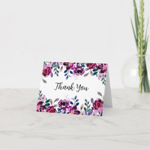 Cartão de agradecimento de aquarela de flor silves