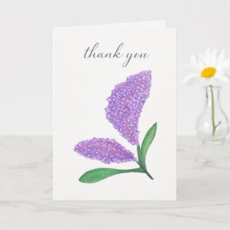 Cartão de Agradecimento de Aquarela Lilás Elegante