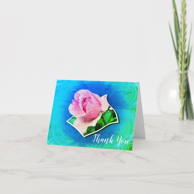 Cartão de Agradecimento de Arte de Flor de Rosa Ro (Frente)
