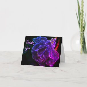 Cartão de Agradecimento de Arte Floral Rosa Roxa