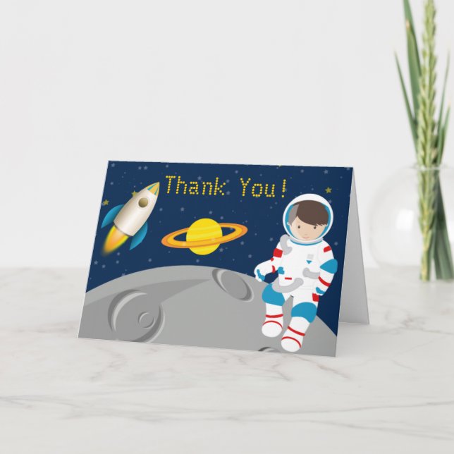 Cartão de Agradecimento de Astronauta no Espaço Ex (Frente)