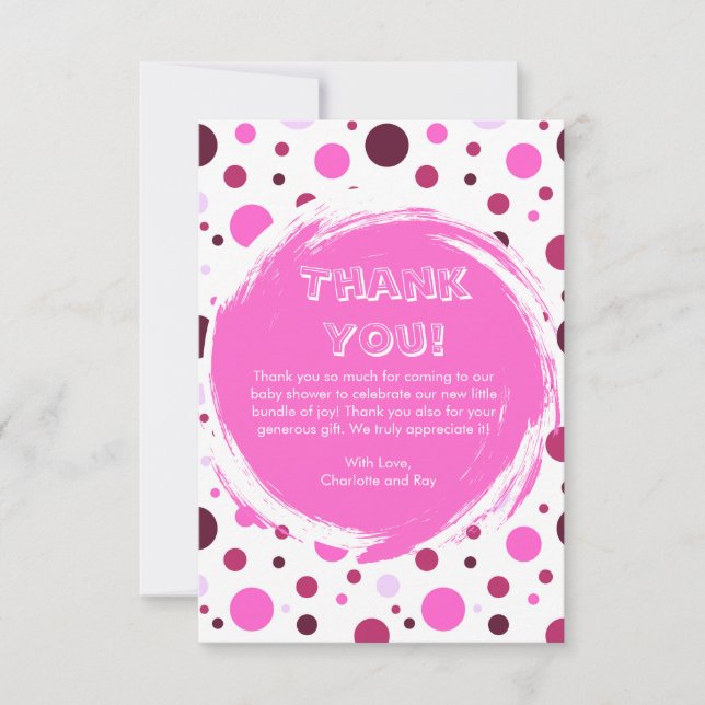 Cartão de agradecimento de Baby Shower com bolinha (Frente)