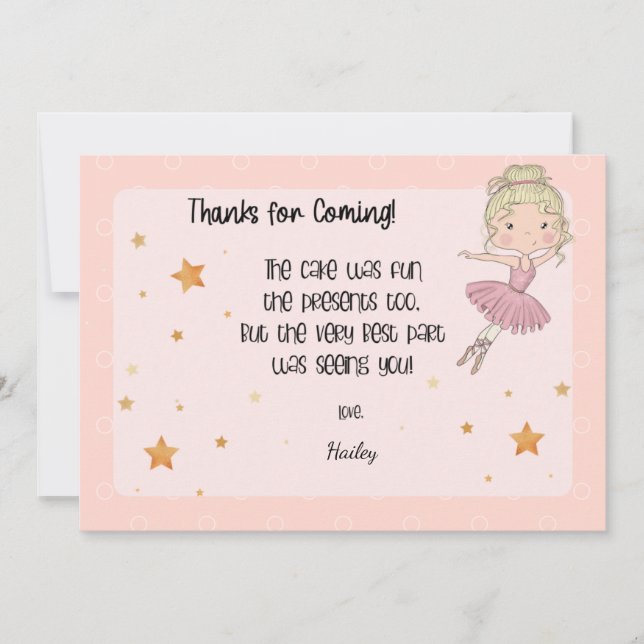 Cartão de agradecimento de Bailarina Leve (Frente)