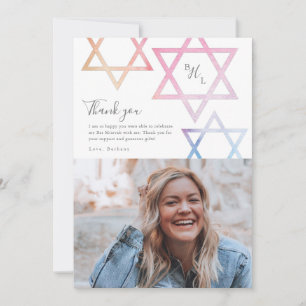 Cartão de Agradecimento de Bat Mitzvah com Foto Om