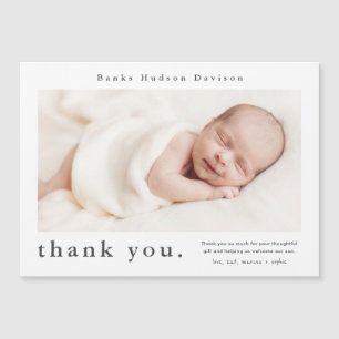 Cartão de Agradecimento de Bebê com Foto e Nome Mo