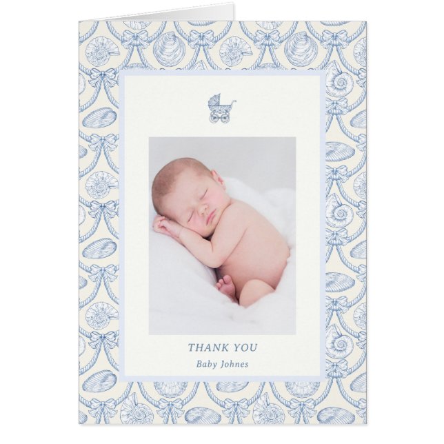 Cartão de agradecimento de bebê costeiro Preppy Co (Frente)