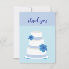 Cartão de Agradecimento de Bolo de Casamento Azul 