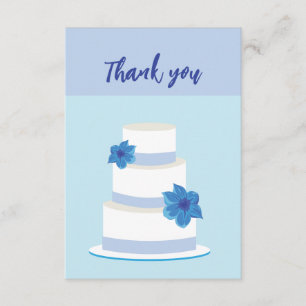 Cartão de Agradecimento de Bolo de Casamento Azul