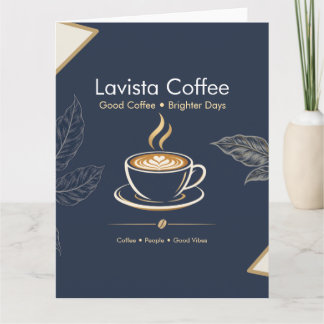 Cartão de agradecimento de café elegante em azul m