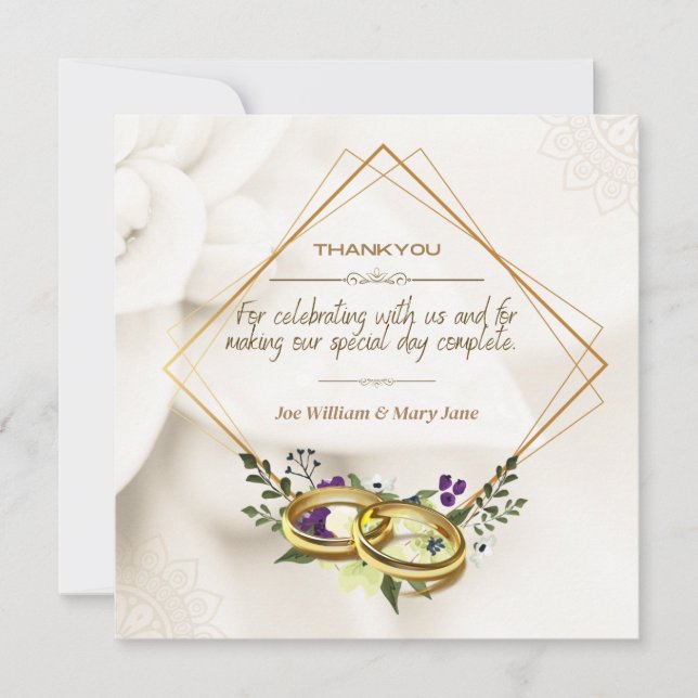 Cartão de Agradecimento de Casamento (Frente)