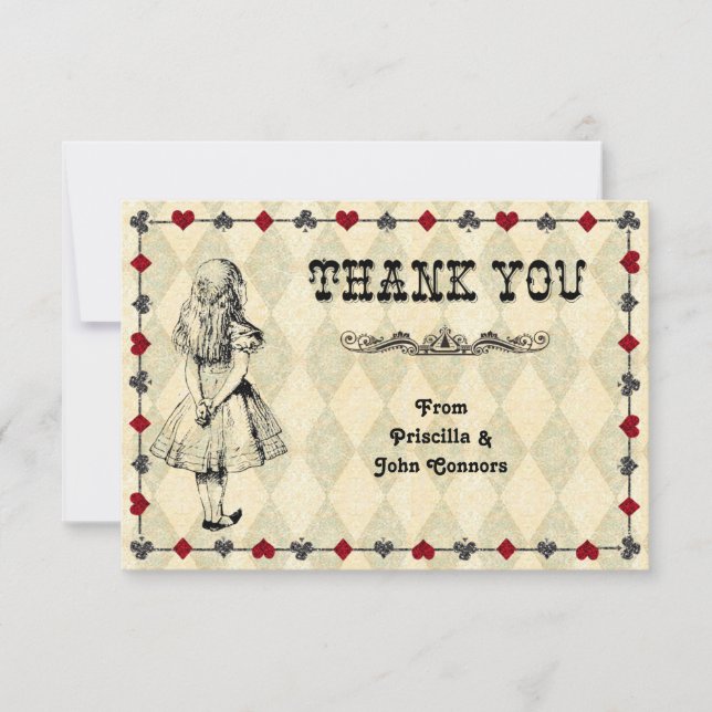 Cartão de agradecimento de casamento, Alice no Paí (Frente)