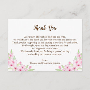 Cartão de Agradecimento de Casamento Aquarela de F