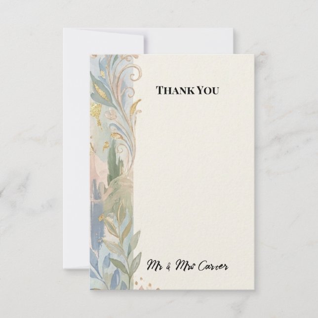Cartão de Agradecimento de Casamento Art Deco Flor (Frente)