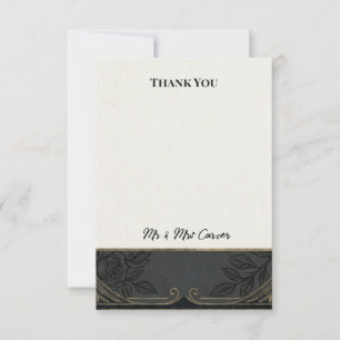 Cartão de Agradecimento de Casamento Art Déco Ouro