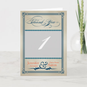 Cartão de Agradecimento de Casamento Azul Creme co
