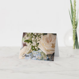 Cartão de Agradecimento de Casamento Azul e Branco