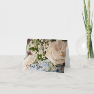 Cartão de Agradecimento de Casamento Azul e Branco