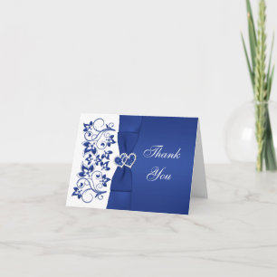 Cartão de Agradecimento de Casamento Azul, Floral 