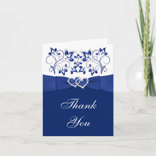Cartão de Agradecimento de Casamento Azul, Floral