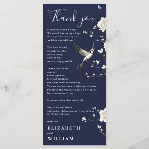 Cartão de Agradecimento de Casamento Azul Marinho