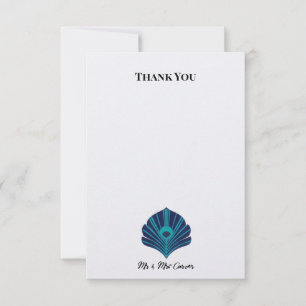 Cartão de Agradecimento de Casamento Blue Chinoise