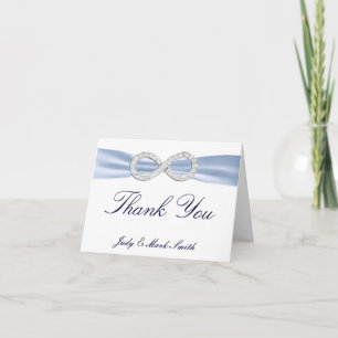 Cartão de Agradecimento de Casamento Blue Diamond 