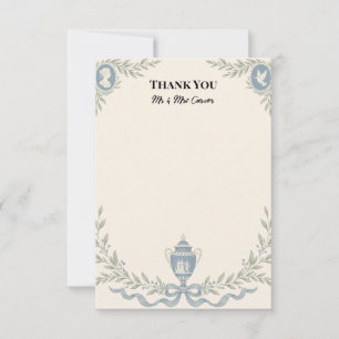 Cartão de Agradecimento de Casamento Blue Regency