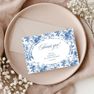 Cartão de Agradecimento de Casamento Blue Roses Cl
