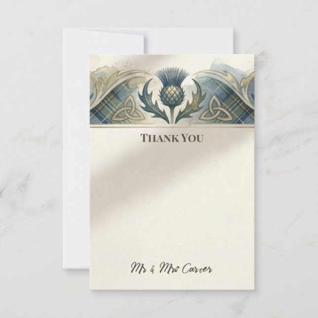 Cartão de Agradecimento de Casamento Blue Thistle (Frente)