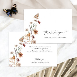 Cartão de Agradecimento de Casamento Boho Branco