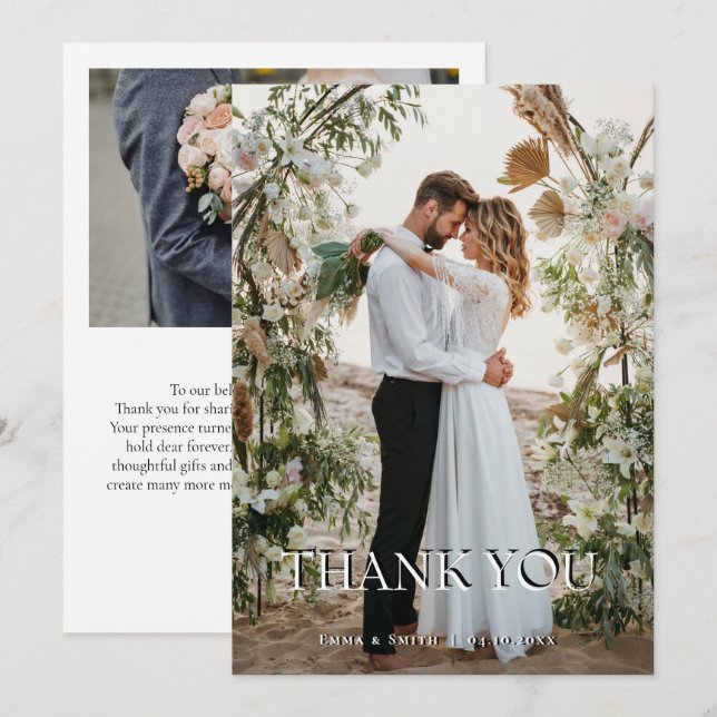 Cartão de Agradecimento de Casamento Boho Chic na  (Frente/Verso)