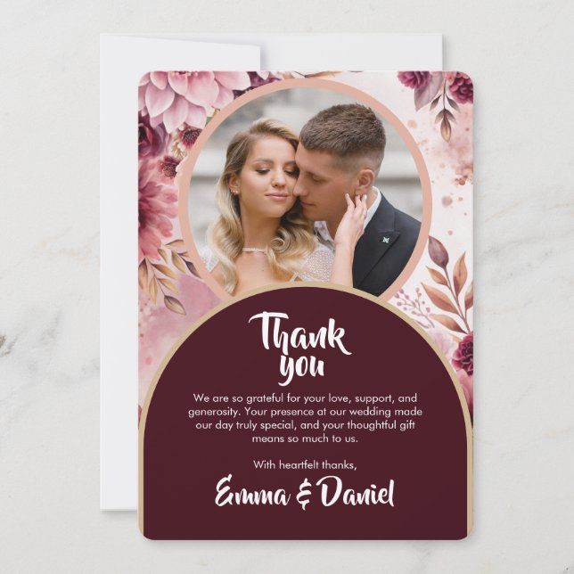 Cartão de Agradecimento de Casamento Boho Dreams F (Frente)