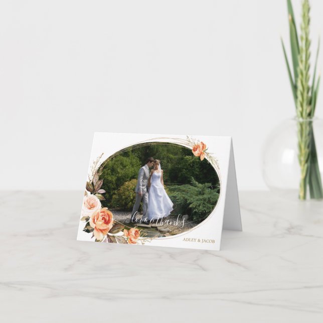 Cartão de Agradecimento de Casamento Boho Floral A (Frente)