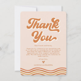 Cartão de Agradecimento de Casamento Boho Laranja