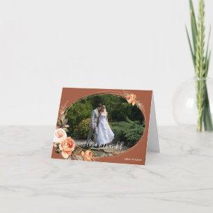 Cartão de Agradecimento de Casamento Boho Outono T