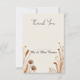 Cartão de Agradecimento de Casamento Boho Pampas B
