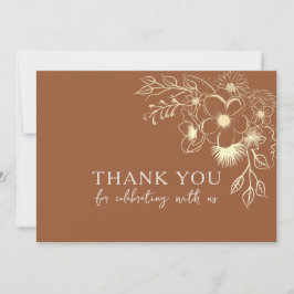 Cartão de Agradecimento de Casamento Boho Terracot
