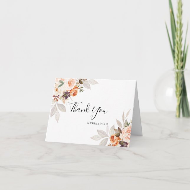 Cartão de Agradecimento de Casamento Boho Terracot (Frente)