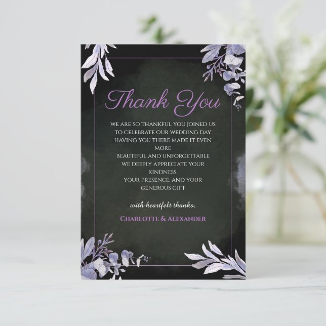 Cartão de Agradecimento de Casamento Botânico Lava (Em pé/Frente)