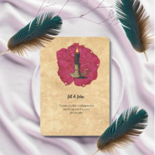 Cartão de Agradecimento de Casamento Candle e Rosa