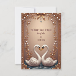 Cartão de Agradecimento de Casamento Cisne em Rose